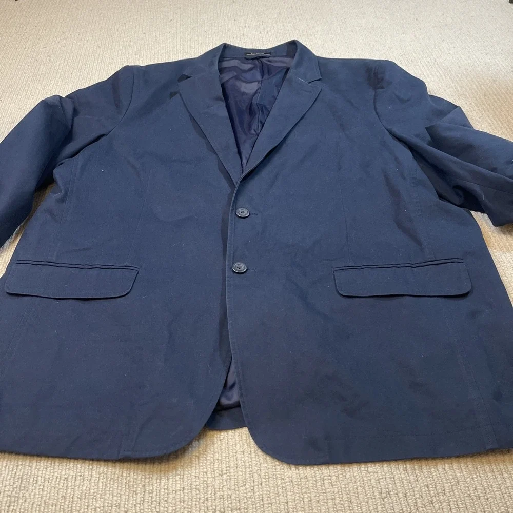 LL Bean Men's Size 52 Sport Coat Blazer Jacket Navy Wedding 100% Cotton